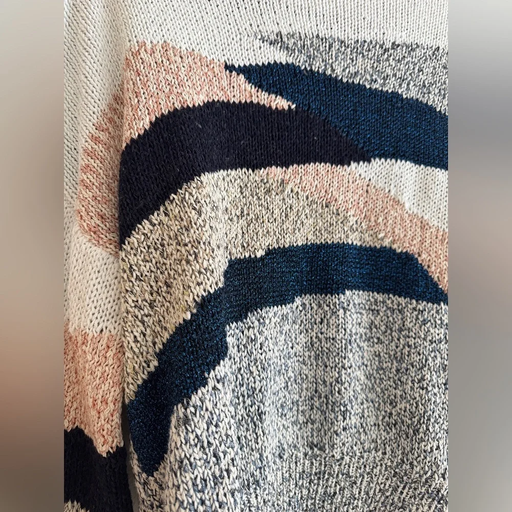 SUNCOO Paris Sweater T2 / Medium Abstract Knit Pullover Neutral Stripe